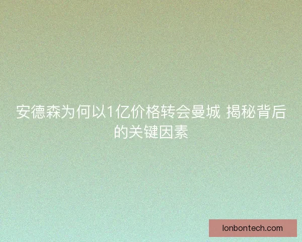 安德森为何以1亿价格转会曼城 揭秘背后的关键因素